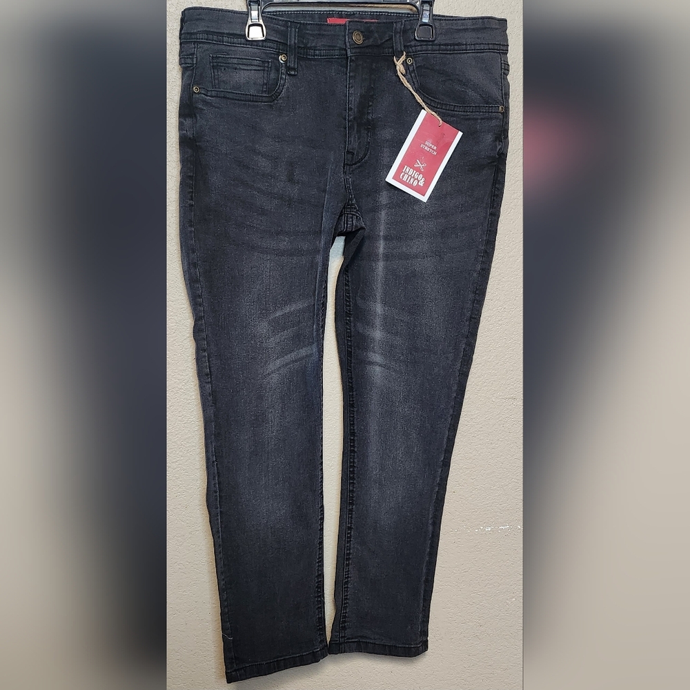 Indigo & Chino Men's Super Stretch Black Jeans Size 34 X 28